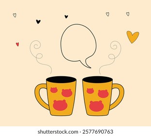 Cute Coffee Mug Valentines Day Vector Illustration