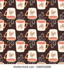 Patrón sin problemas del vector de tazas de café