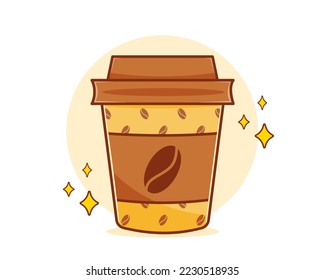 Cute coffee paper cup cartoon illustration