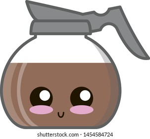 Cute coffee pot, illustration, vector on white background.