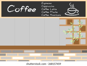 cute coffee shop, cafe facade, interior minimal design