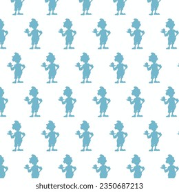 cute coffee shop staff pattern, background, used to make gift wrapping paper or others