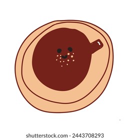 Pegatina de café lindo para su diseño. Ilustración de arte lineal. 