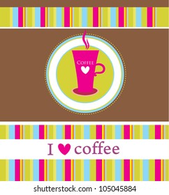 cute coffee time card. vector illustration