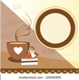 cute coffee time card. vector illustration