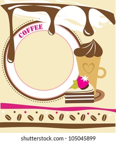 cute coffee time card. vector illustration