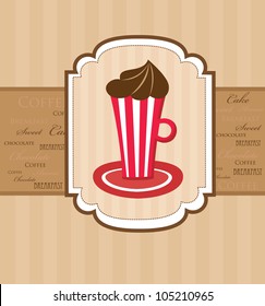 cute coffee time card. vector illustration