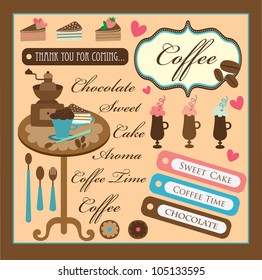 cute coffee time scrap collection. vector illustration