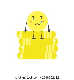 Cute Coin  Character. Vector Illustration. Free space for text. Flat and Modern Design.