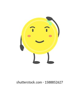 Cute Coin  Character. Vector Illustration. Free space for text. Flat and Modern Design.