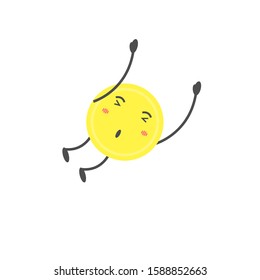 Cute Coin  Character. Vector Illustration. Free space for text. Flat and Modern Design.