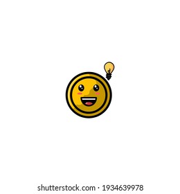 Cute Coin Idea Cartoon Character Vector Illustration Design. Outline, Cute, Funny Style. Recomended For Children Book, Cover Book, And Other.