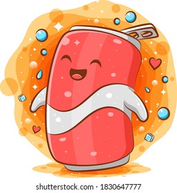 Cute Cola Can cartoon kawaii mascot character of illustration