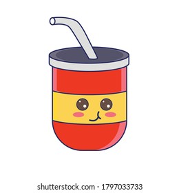Cute Cola Drink Junkfood Fastfood Cartoon  Vector Illustration 