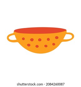 Cute colander icon. Vector flat hand drawn illustration in cartoon style