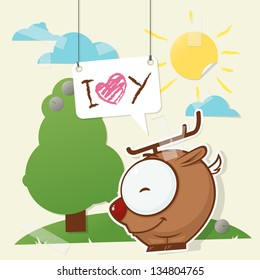 Cute collage with funny deer. Vector illustration.