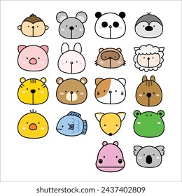 cute collection animal heads