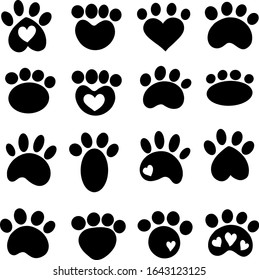 A Cute Collection of Animal Silhouette Prints Like Cut or Dog Cartoon Illustration Vector Style, Some With Hearts