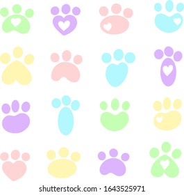 A Cute Collection of Animal Silhouette Prints Like Cut or Dog Cartoon Illustration Vector Style, Some With Hearts