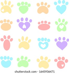 A Cute Collection of Animal Silhouette Prints Like Cut or Dog Cartoon Illustration Vector Style, Some With Hearts