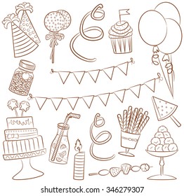 Cute collection of birthday party icons