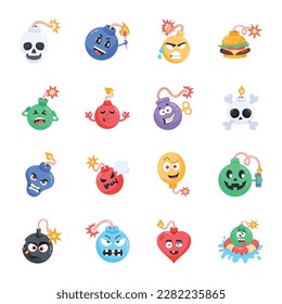Cute Collection of Bombs Flat Stickers 
