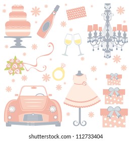 A Cute Collection Of Bridal Shower Icons