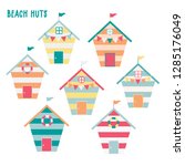 A cute collection of colourful beach huts, 7 vector illustrations included.