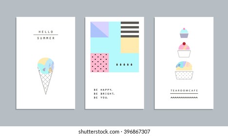 Cute collection of different ice cream. Vector. Isolated
