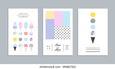 Cuta colección de diferentes helados. Vector. Aislado