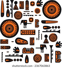 Cute Collection of Ethnic patterns. Geometric and aztec decor elements. Trendy  backgrounds and logotypes. Vector. Isolated. 