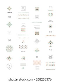 Cute Collection of Ethnic patterns. Geometric and aztec decor elements. Trendy  backgrounds and logotypes. Vector. Isolated. 