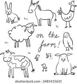 cute collection of farm animal illustrations and doodles