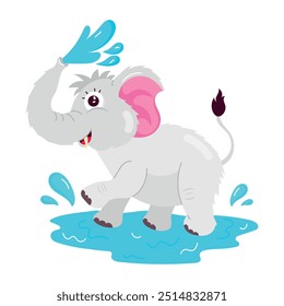 Cute Collection of Flat Style Elephant Mascots 

