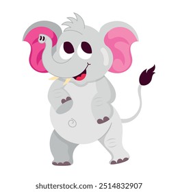 Cute Collection of Flat Style Elephant Mascots 

