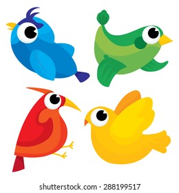 Vector Set Colorful Cartoon Birds Cute Stock Vector (Royalty Free ...