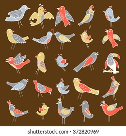 Cute collection of funny birds
