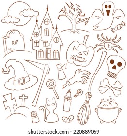 Cute collection of Halloween elements isolated on white