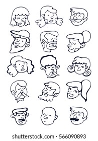Cute collection of hand drawn faces.