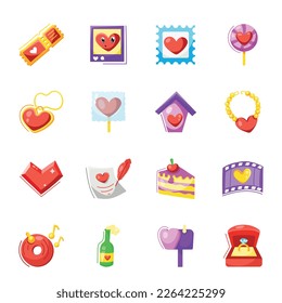 Cute Collection of Love Flat Stickers 


