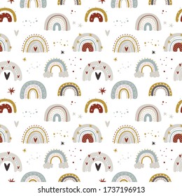colección bonita de arcoíris mágicos para el diseño de una habitación para niños, afiche para niños. impresión en tela y papel. estrellas y corazón. hecho con amor. Gráficos vectoriales