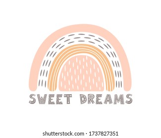 cute collection magic rainbow for design of a child’s room, children’s poster. printing on fabric and paper. stars and heart. made with love. Vector graphics