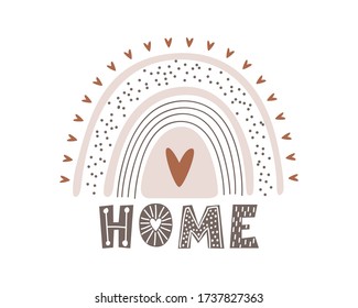 cute collection magic rainbow for design of a child’s room, children’s poster. printing on fabric and paper. stars and heart. made with love. Vector graphics