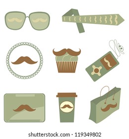 A cute collection of mustache icons