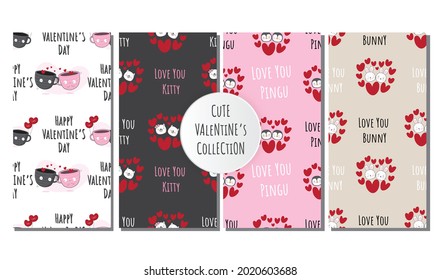 Cute collection pattern set happy valentine day