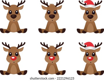 Cute collection of reindeers for Christmas.