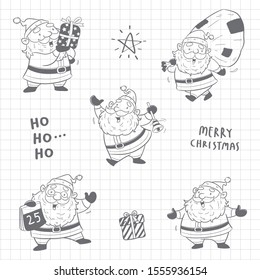 cute collection santa clause, vector illustration of christmas celebration