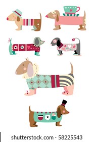 Cute collection of "sausage" dogs (dachshund).