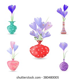 cute collection of spring flowers in vases for your design.