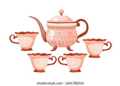 Cute collection with teapots and cups, good element for your design